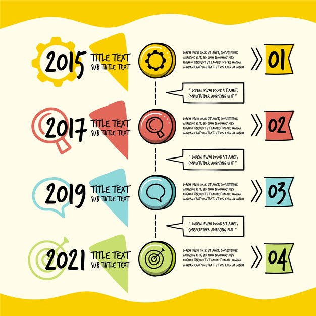 Tijdlijn infographic in de hand getekend