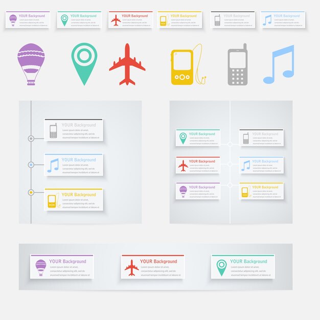 Tijdlijn Infographic met diagrammen en tekst.