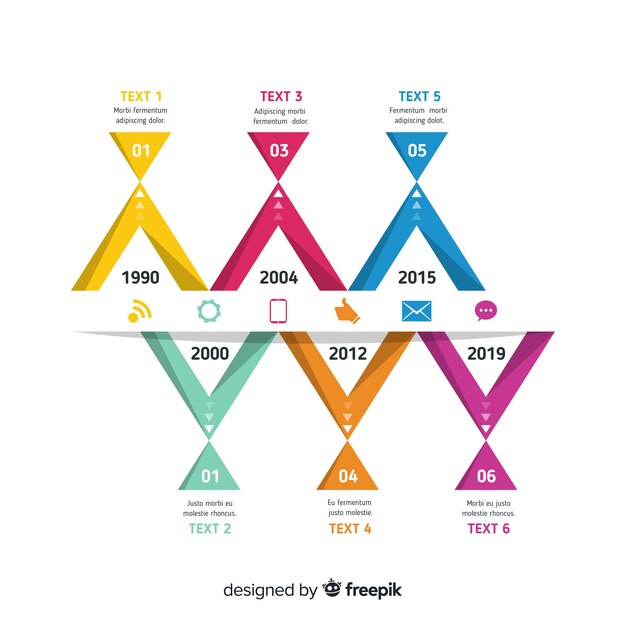 Tijdlijn infographic sjabloon plat ontwerp