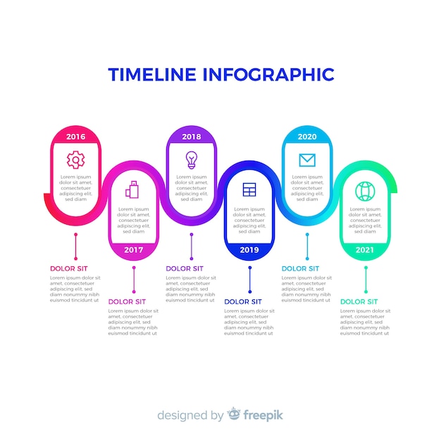 Tijdlijn inforgraphic met pictogramopties