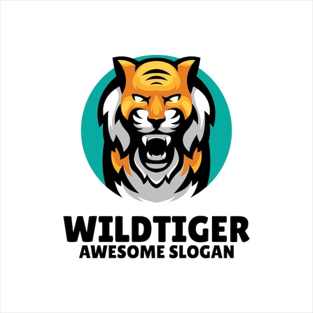 Gratis vector tijger hoofd mascotte illustratie logo ontwerp