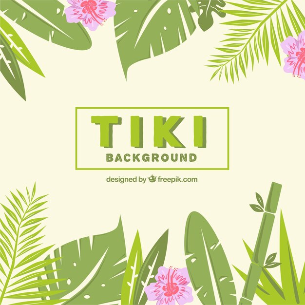 Tiki achtergrond met palmbladeren