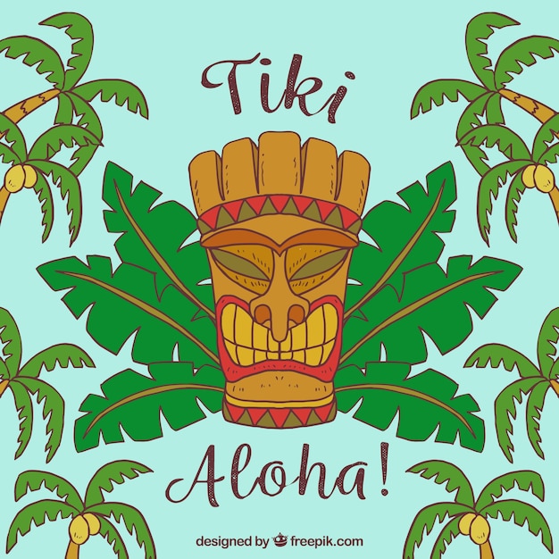 Gratis vector tiki achtergrond met palmbomen