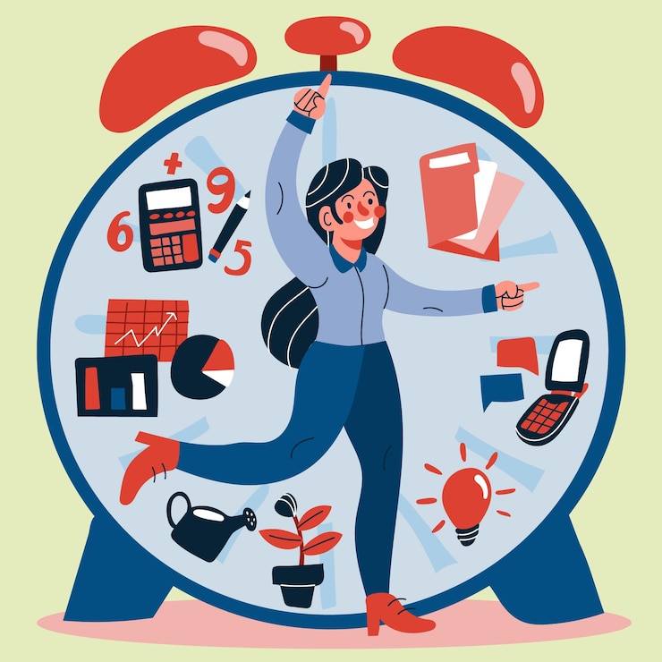 Gratis Vector time management concept vlakke afbeelding