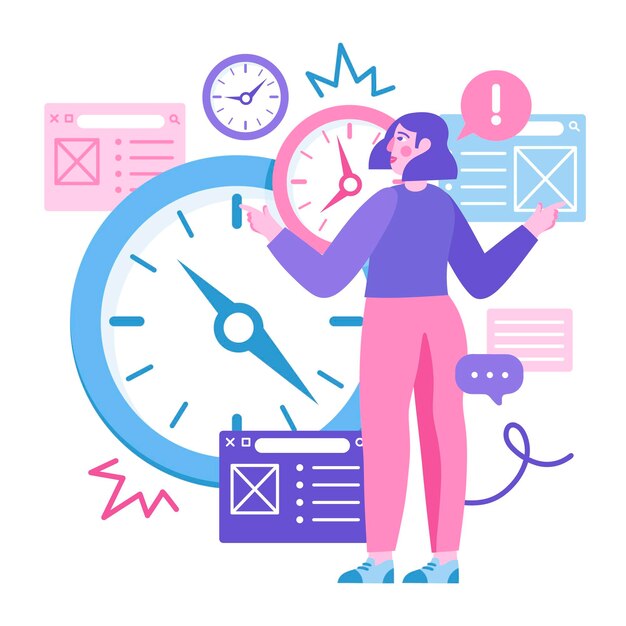 Time management hand getekende illustratie