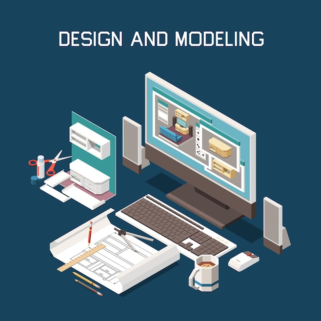 Timmerwerk productie computermodellering meubels bouwinstructies technische tekensoftware isometrische compositie