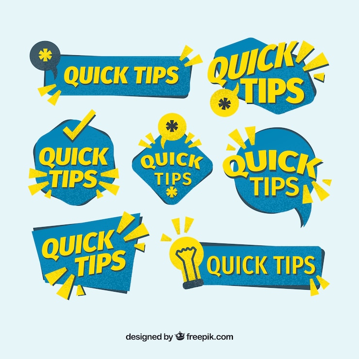 Gratis Vector tips labelscollectie in vlakke stijl