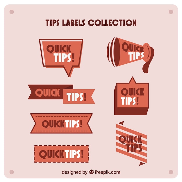 Tips labelscollectie in vlakke stijl