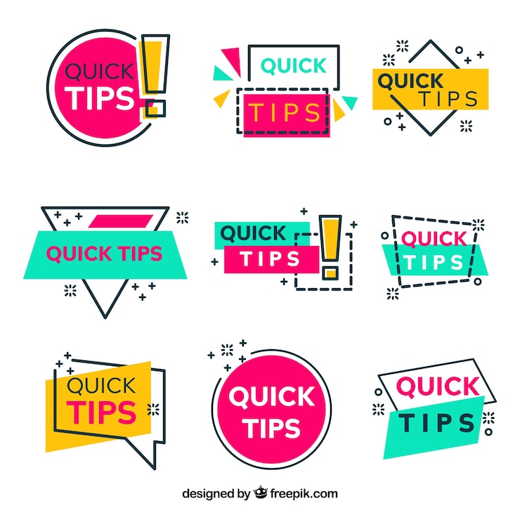 Gratis Vector tips labelscollectie in vlakke stijl