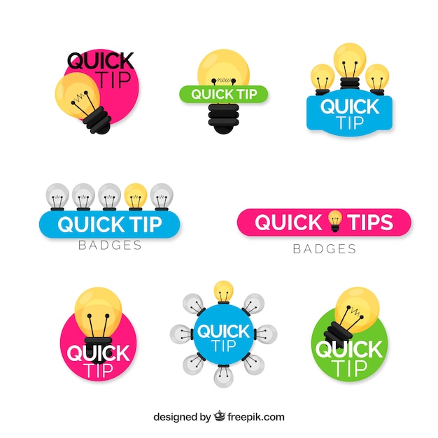 Gratis vector tips labelverzameling met plat ontwerp