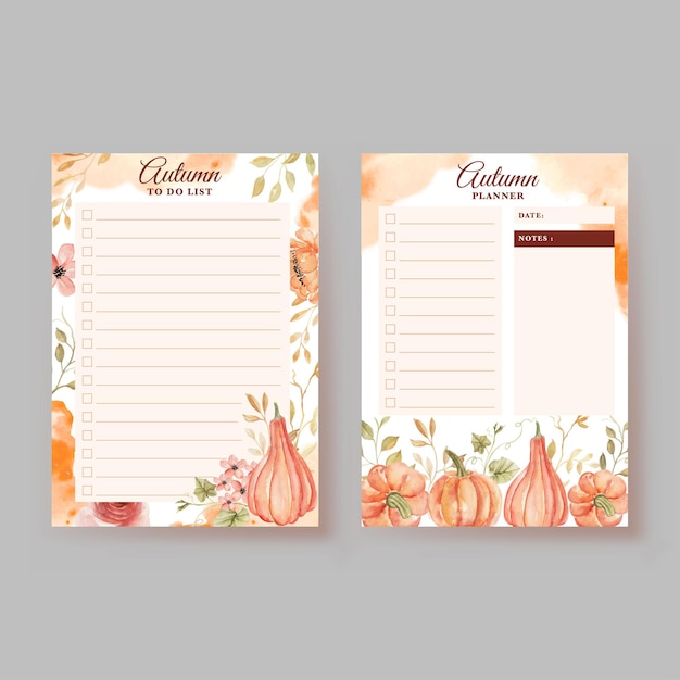 Todolijst en Weekplanner met Rose Orange en Pumpkin Autumn