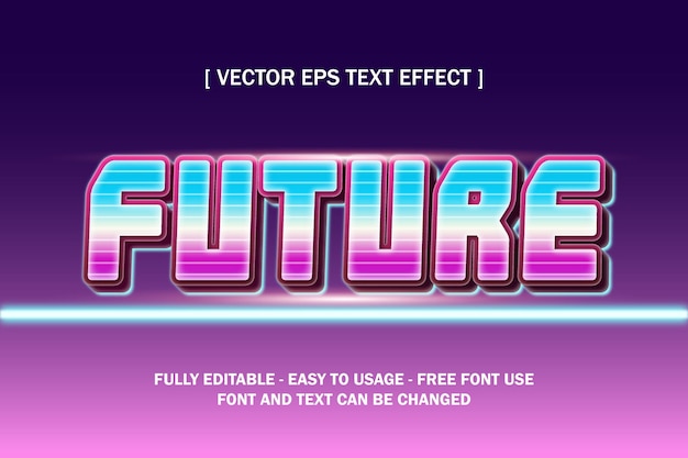 Toekomstige nachtleven neon stijl futuristische bewerkbare teksteffect premium vector
