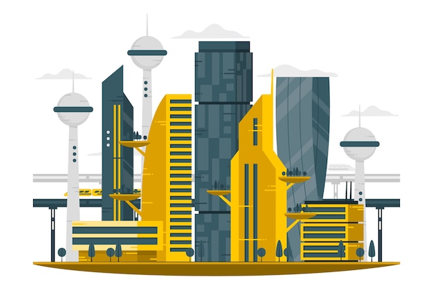 Gratis vector toekomstige stad concept illustratie