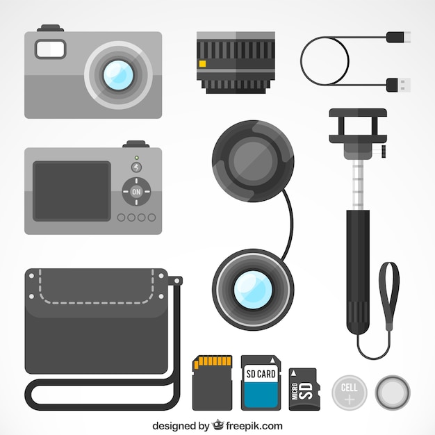 Gratis vector toerisme camera set