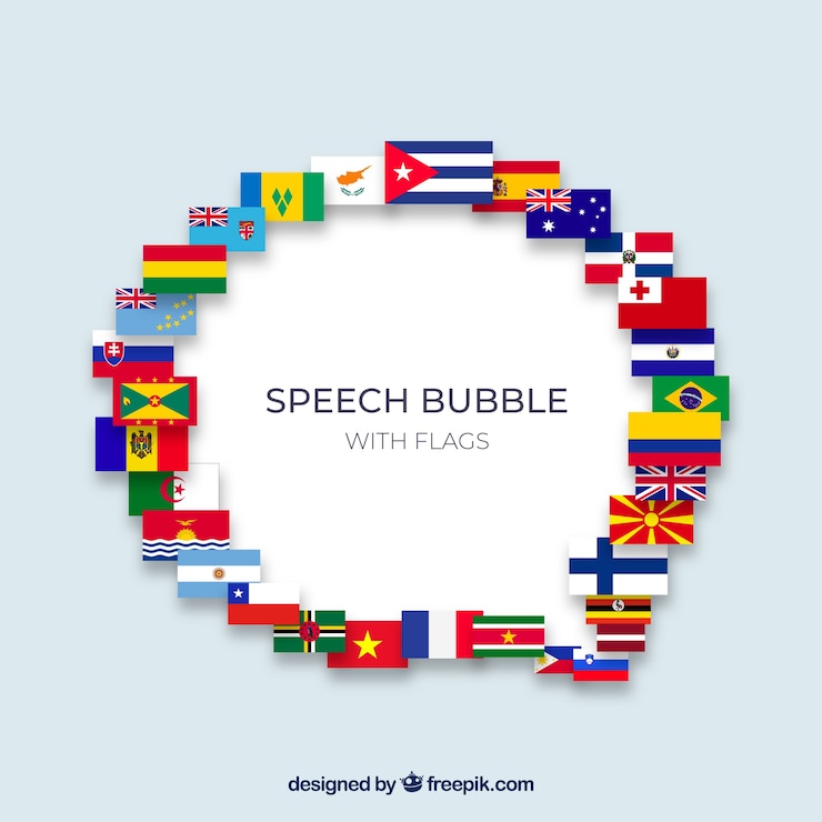 Gratis Vector toespraak bubble samenstelling met vlaggen