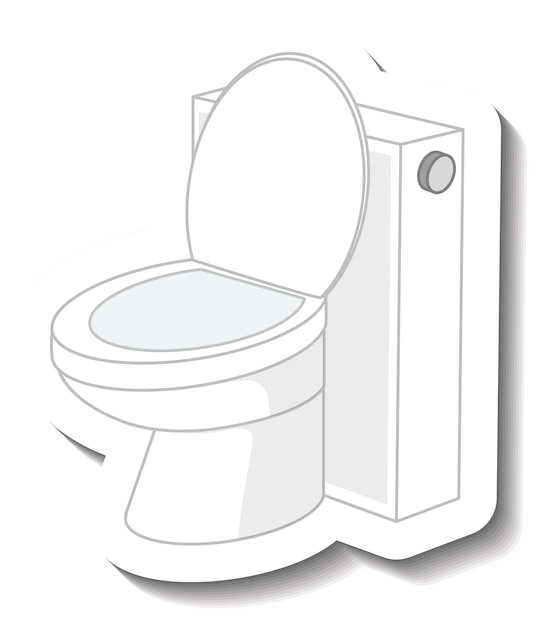 Gratis vector toilet met waterspoeling op witte achtergrond