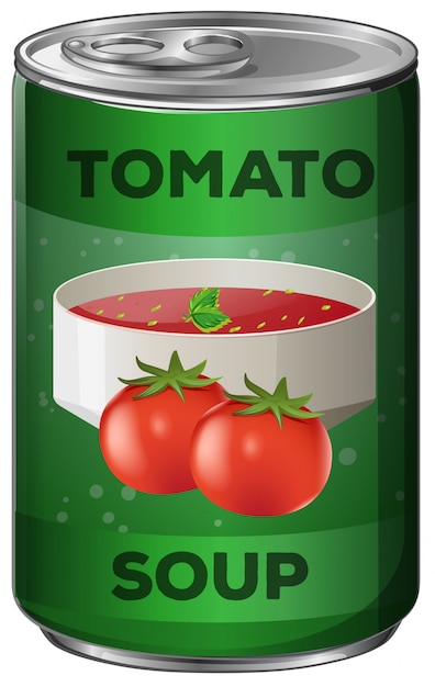 Gratis vector tomatensoep in aluminium blik