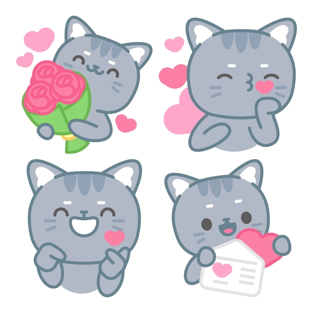 Gratis vector tomomi de kat houdt van stickers