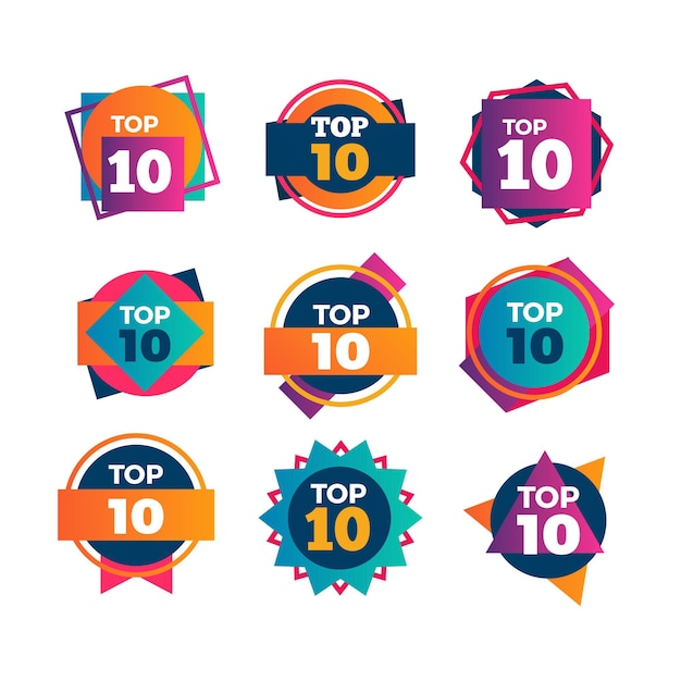 Gratis vector top 10 badgescollectie