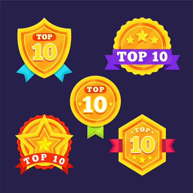 Gratis vector top 10 badgescollectie