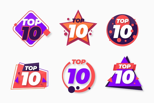 Gratis vector top 10 badgescollectie