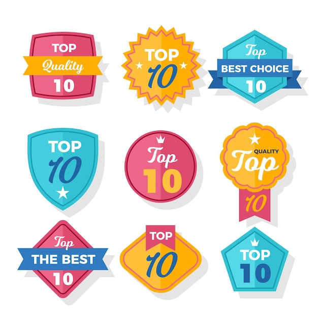 Gratis vector top 10 badgescollectie