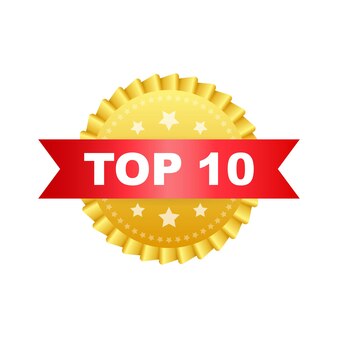 Top 10 label. gouden lauwerkrans icoon. vector voorraad illustratie.