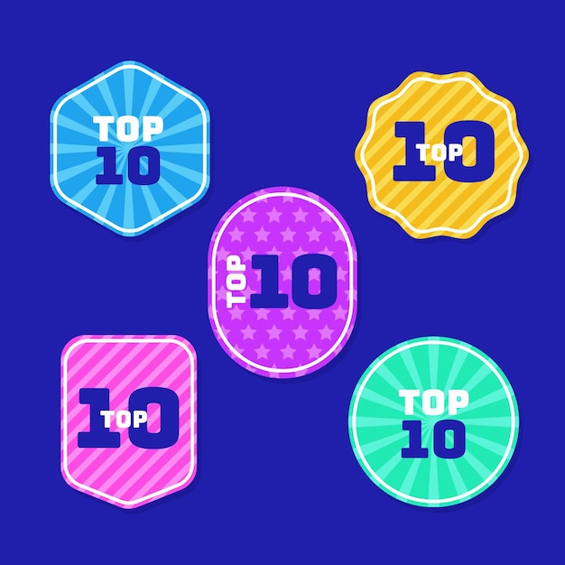 Gratis vector top 10 labels-collectie