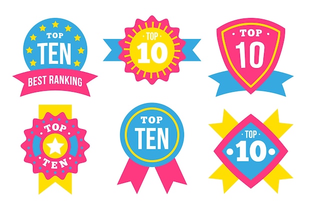 Gratis vector top 10 labelsjabloon