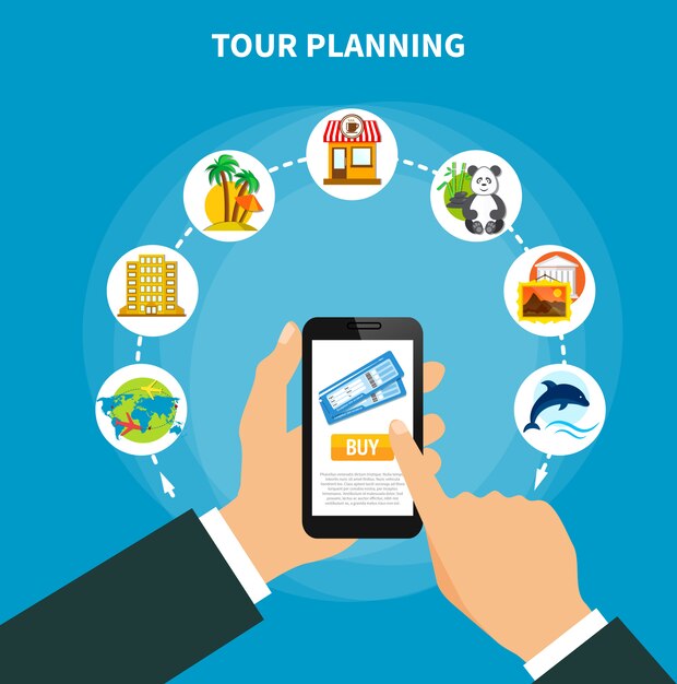 Tourplanning met kaartjes op het smartphonescherm