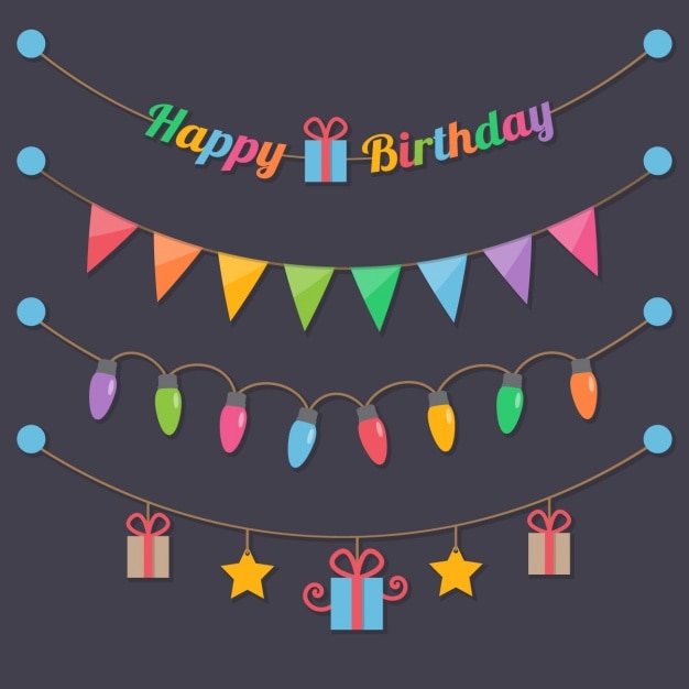 Gratis Vector touw met kleurrijke decoraties en bloembollen