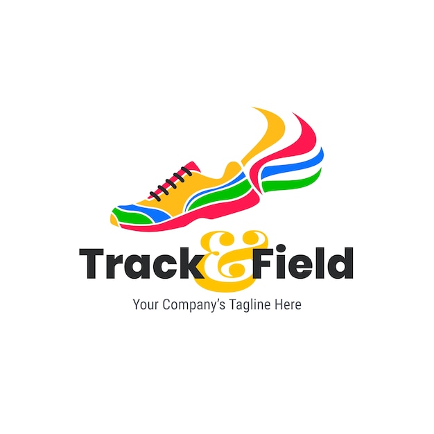 Track and field logo sjabloon vlakke stijl