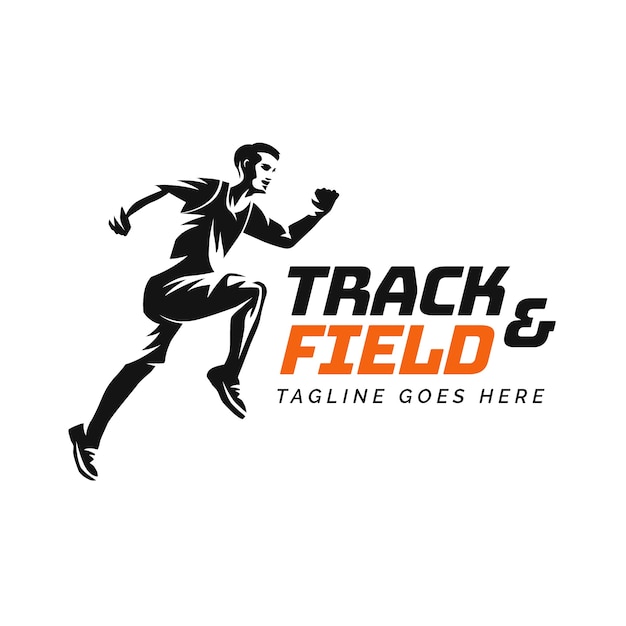 Track & field-logo met plat ontwerp