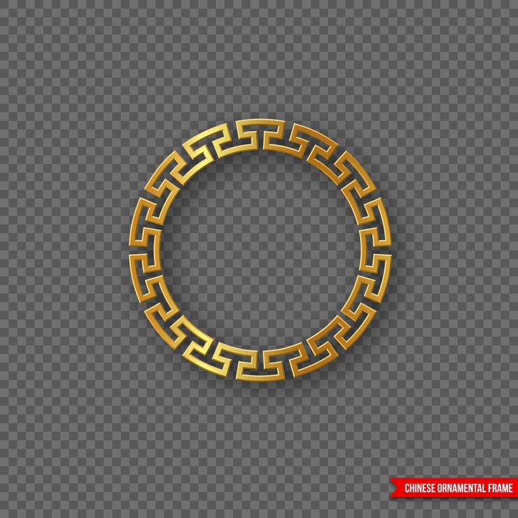 Traditioneel Chinees decoratief gouden rond frame.