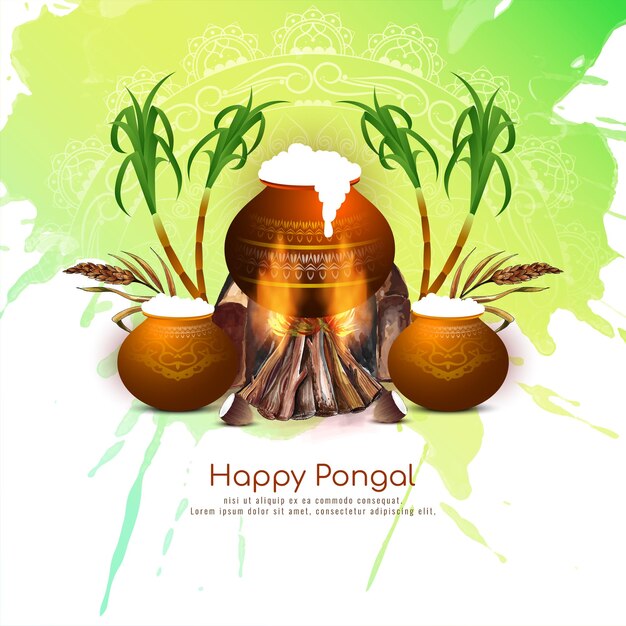 Traditioneel Happy Pongal Indiase oogstfestival achtergrondontwerp