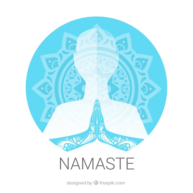 Traditioneel mandala en namaste gebaar