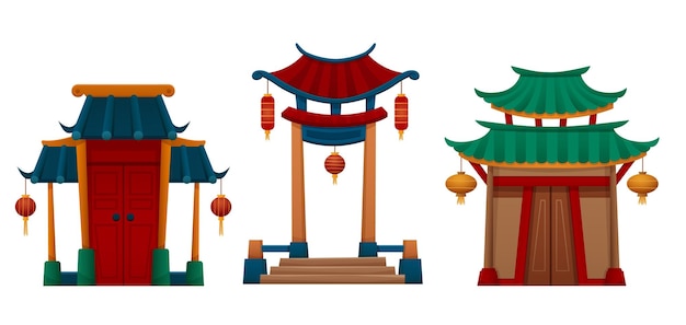 Gratis vector traditionele chinese huis- of tempeldeur