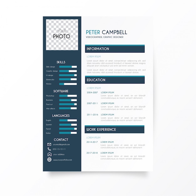 Gratis vector traditionele cv sjabloon