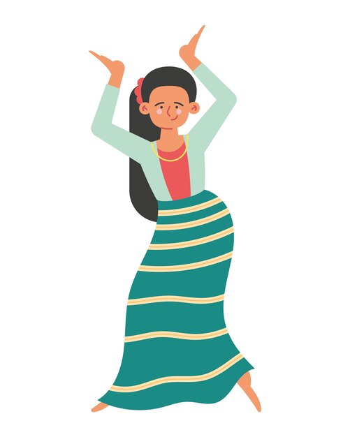 Gratis vector traditionele danser van myanmar
