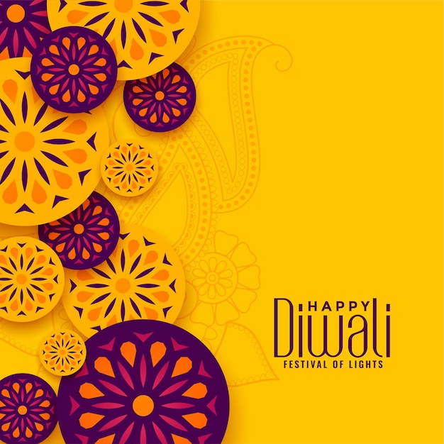 Gratis vector traditionele gelukkige diwali festival gele groet