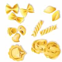 Gratis vector traditionele italiaanse pasta set