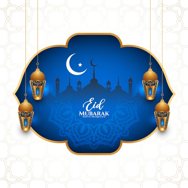 Gratis vector traditionele moslim eid mubarak festival viering wenskaart ontwerp vector