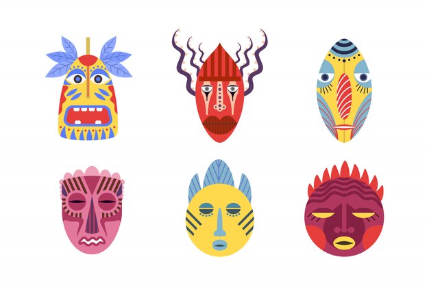 Traditionele tribale maskers instellen