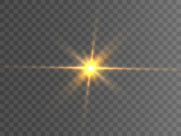 Transparant geel lichteffect de ster flitste met glitters met veel deeltjes