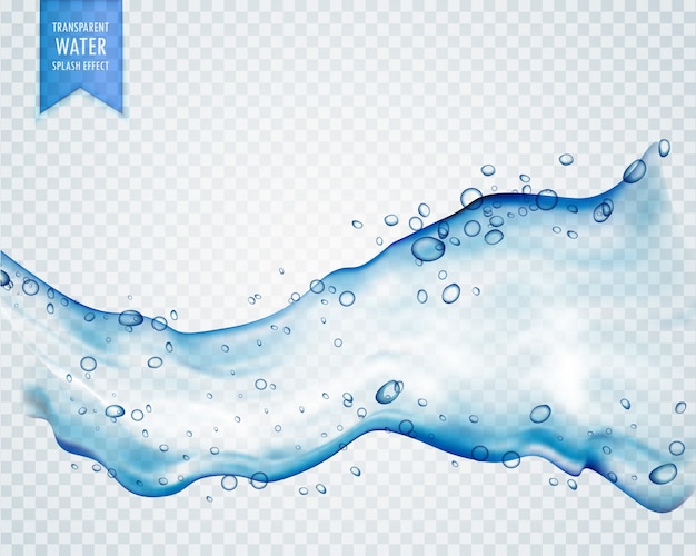 Transparant water splash met druppels in vector