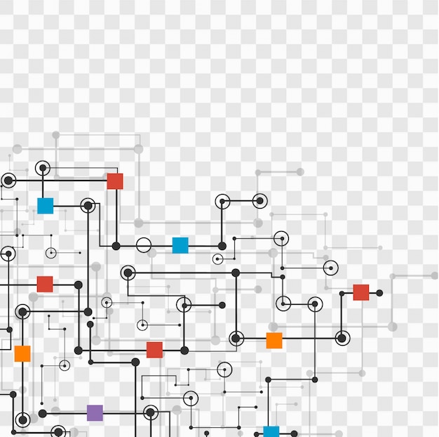 Transparante achtergrond met technologische elementen