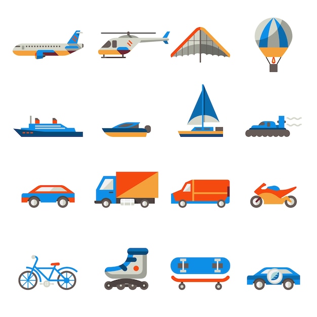 Transport icoon collectie Gratis Vector