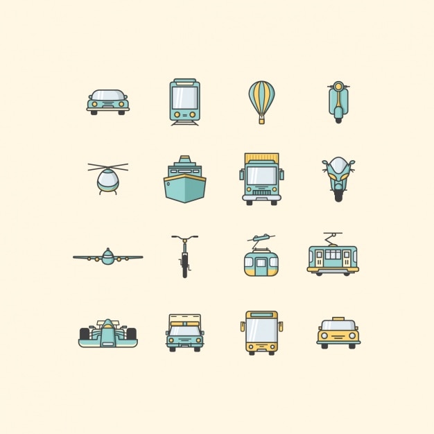 Gratis vector transport voertuigen iconen collectie