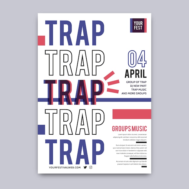 Trap festival poster sjabloon
