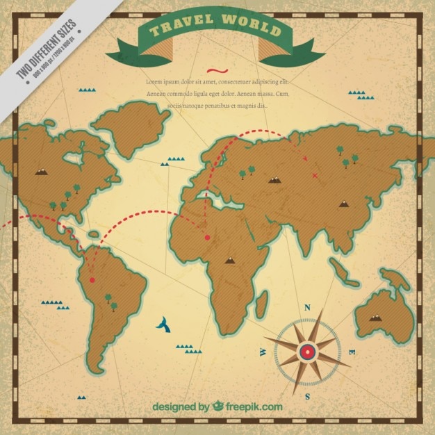 Travel map in vintage stijl